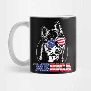 Siberian Husky American Flag Merica patriotic dog Mug